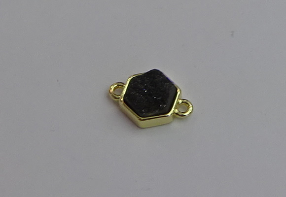 NGC5857 12*12mm hexagon plated druzy agate connectors wholesale