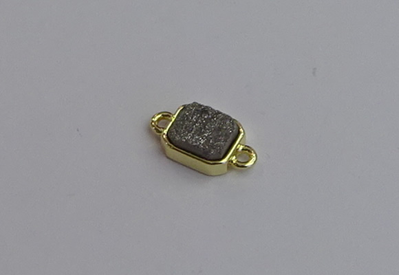 NGC5860 10*12mm rectangle plated druzy agate connectors wholesale