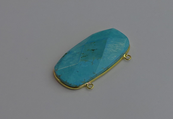 NGC5878 27*52mm faceted oval white howlite turquoise connectors