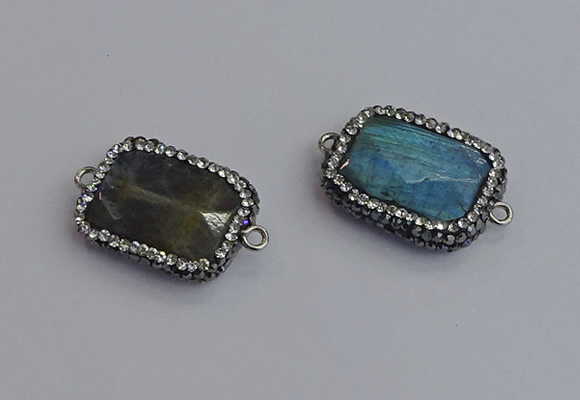 NGC5961 18*22mm faceted rectangle labradorite connectors wholesale