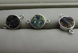 NGC6005 12mm coin plated druzy agate connectors wholesale