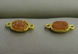 NGC6020 5*8mm oval plated druzy agate connectors wholesale