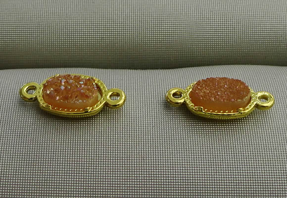 NGC6020 5*8mm oval plated druzy agate connectors wholesale
