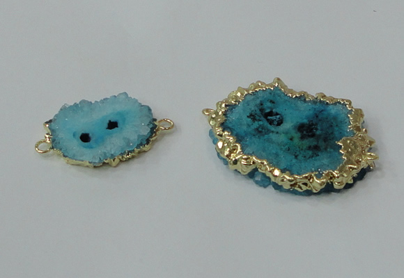 NGC604 15*20mm - 30*35mm freeform druzy agate connectors wholesale