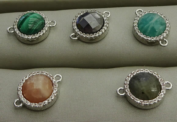 NGC6051 11mm coin mixed gemstone connectors wholesale