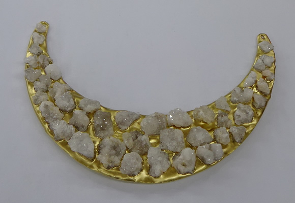 NGC668 80*120mm moon shaped druzy agate gemstone connectors