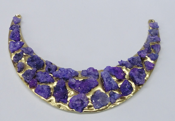 NGC670 80*120mm moon shaped druzy agate gemstone connectors