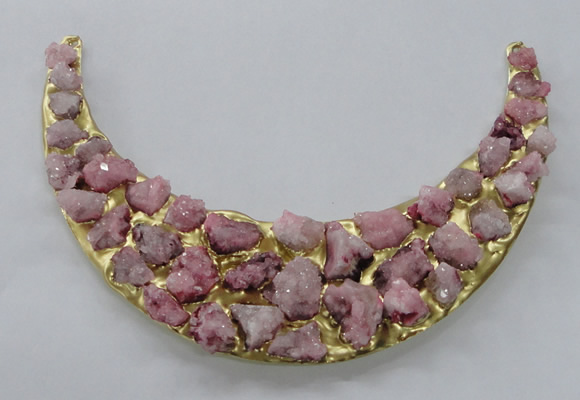 NGC671 80*120mm moon shaped druzy agate gemstone connectors