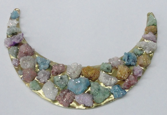 NGC674 80*120mm moon shaped druzy agate gemstone connectors