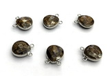 NGC7075 14mm faceted flat teardrop bronzite connectors