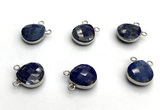 NGC7076 14mm faceted flat teardrop lapis lazuli connectors