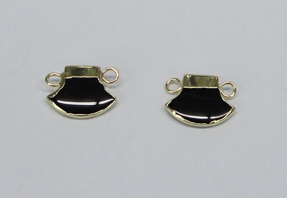 NGC723 15*20mm axe-shaped black agate connectors wholesale