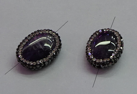 NGC7526 15*20mm - 16*22mm oval amethyst connectors wholesale