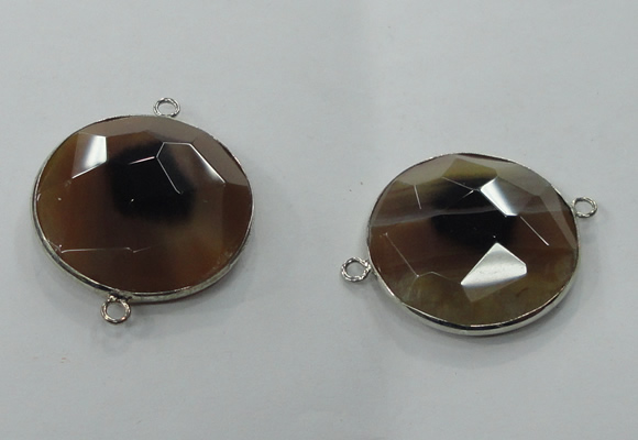 NGC82 31mm flat round agate gemstone connectors wholesale