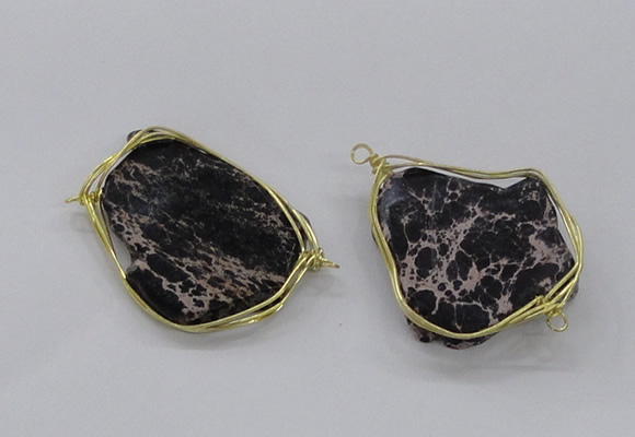 NGC848 25*35mm - 40*45mm freeform sea sediment jasper connectors