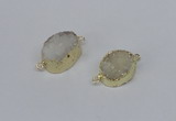 NGC858 15*20mm oval druzy agate gemstone connectors wholesale