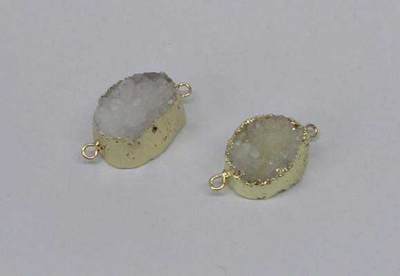 NGC858 15*20mm oval druzy agate gemstone connectors wholesale