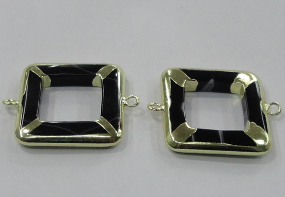 NGC885 35*35mm square black agate connectors wholesale