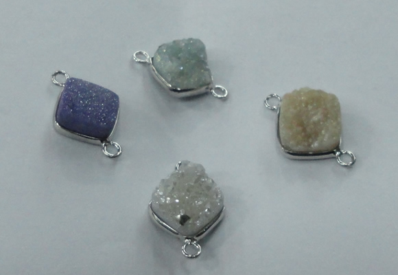 NGC93 12*12mm diamond druzy agate connectors wholesale