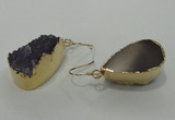NGE04 12*25mm - 15*30mm freeform druzy amethyst earrings wholesale