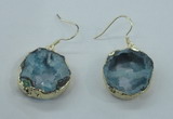 NGE07 20*25mm - 25*30mm freeform plated druzy agate earrings