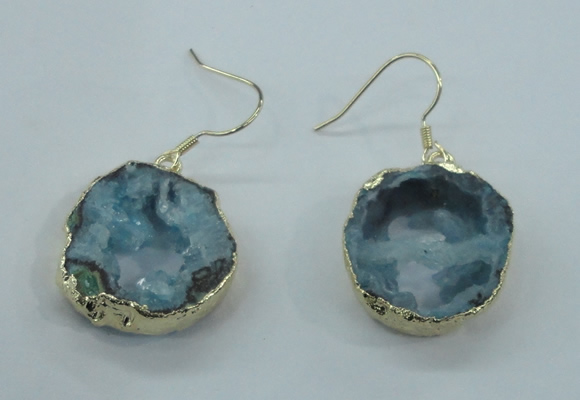 NGE07 20*25mm - 25*30mm freeform plated druzy agate earrings