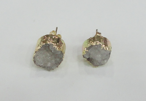 NGE114 12mm - 14mm freeform druzy quartz gemstone earrings
