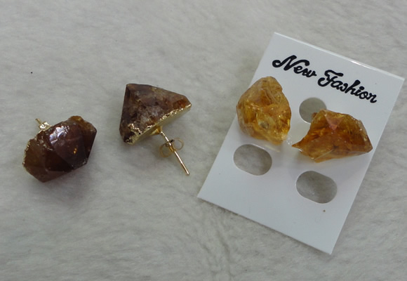 NGE135 12*14mm - 13*18mm nuggets citrine gemstone earrings