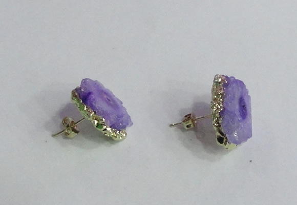 NGE140 12*14mm - 15*18mm freeform druzy agate gemstone earrings