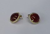NGE188 15mm flat round agate gemstone earrings wholesale