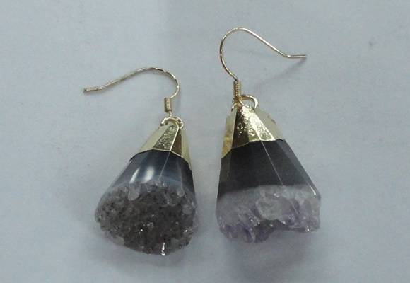 NGE21 16*22mm - 18*25mm freeform druzy amethyst earrings wholesale