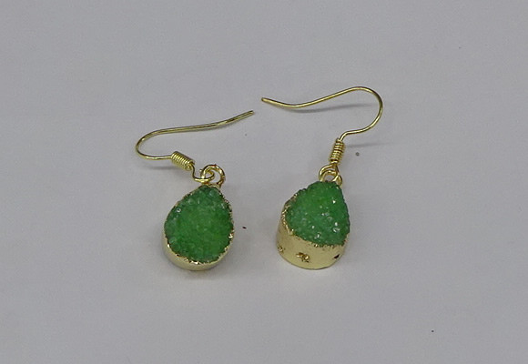 NGE247 10*12mm teardrop druzy agate gemstone earrings wholesale