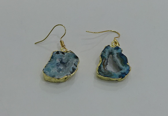 NGE261 13*18mm - 15*20mm freeform druzy agate earrings