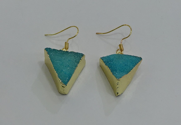 NGE269 18*22mm - 20*22mm triangle druzy agate earrings