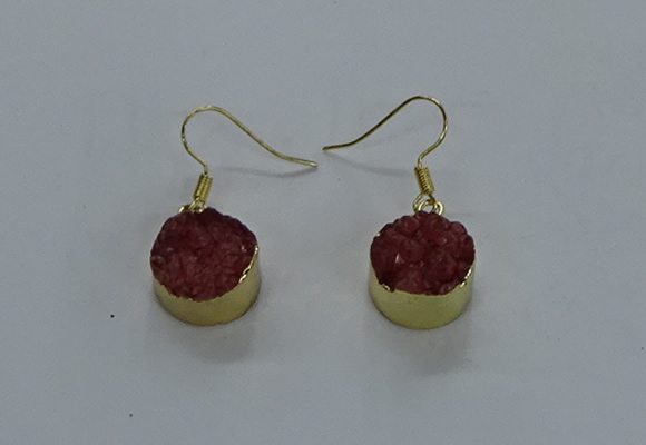 NGE279 15mm - 16mm coin druzy agate gemstone earrings wholeasle