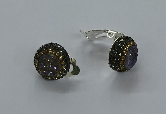 NGE286 15mm - 16mm coin plated druzy agate earrings wholeasle