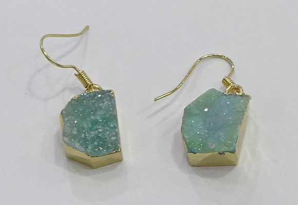 NGE325 10*14mm - 12*16mm freeform druzy agate gemstone earrings