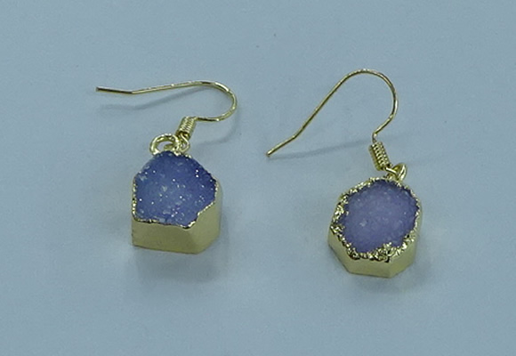 NGE332 9mm - 11mm freeform druzy agate earrings wholesale