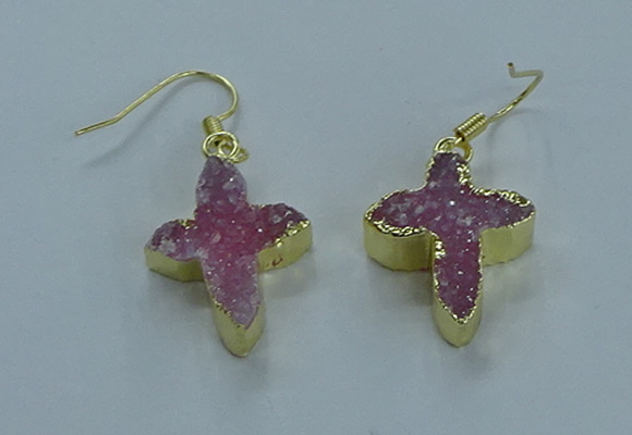 NGE340 13*18mm - 15*20mm cross druzy agate earrings wholesale