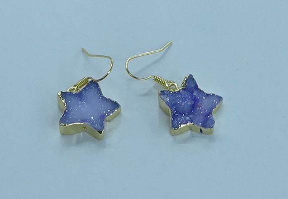 NGE347 14mm - 16mm star druzy agate earrings wholesale