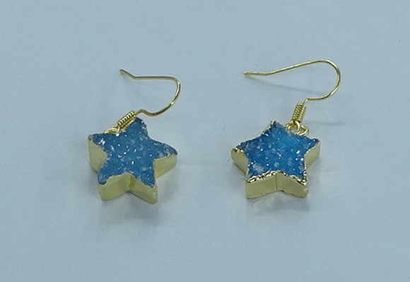 NGE349 14mm - 16mm star druzy agate earrings wholesale