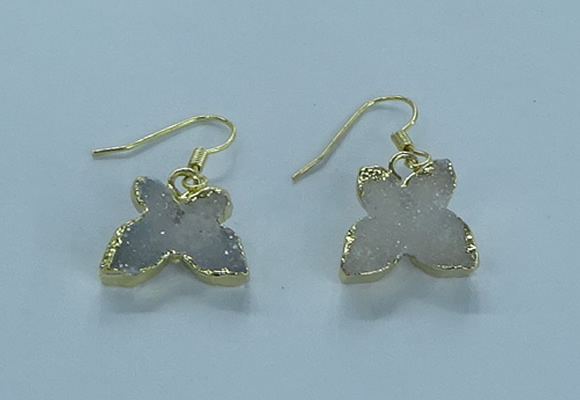NGE353 10*14mm - 12*16mm butterfly druzy agate earrings wholesale
