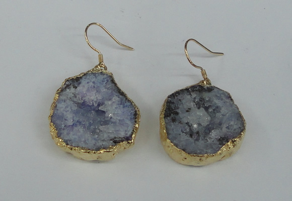 NGE36 20*25mm - 25*30mm freeform plated druzy agate earrings