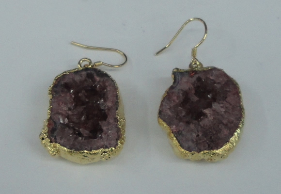 NGE37 20*25mm - 25*30mm freeform plated druzy agate earrings