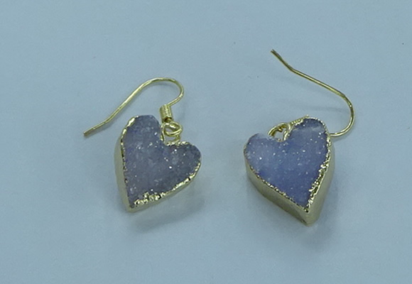 NGE370 13*13mm - 14*14mm heart druzy agate earrings wholesale