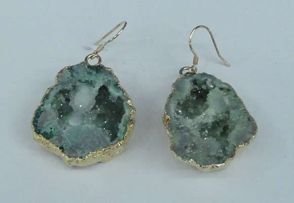NGE38 20*25mm - 25*30mm freeform plated druzy agate earrings