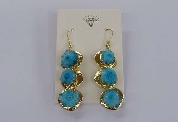 NGE395 10*32mm - 12*38mm druzy agate gemstone earrings