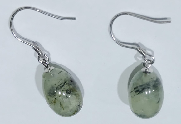 NGE420 10*14mm teardrop green rutilated quartz earrings earrings wholesale
