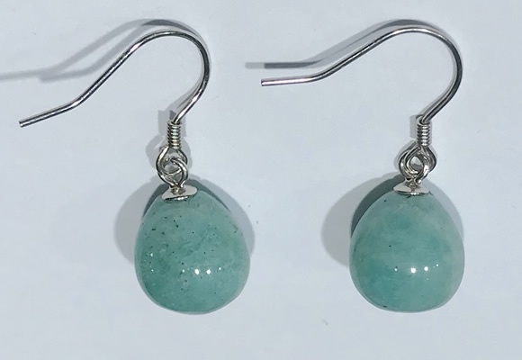 NGE427 10*10mm teardrop amazonite earrings wholesale