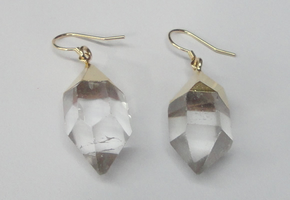 NGE43 12*20mm - 15*25mm faceted nuggets white crystal earrings